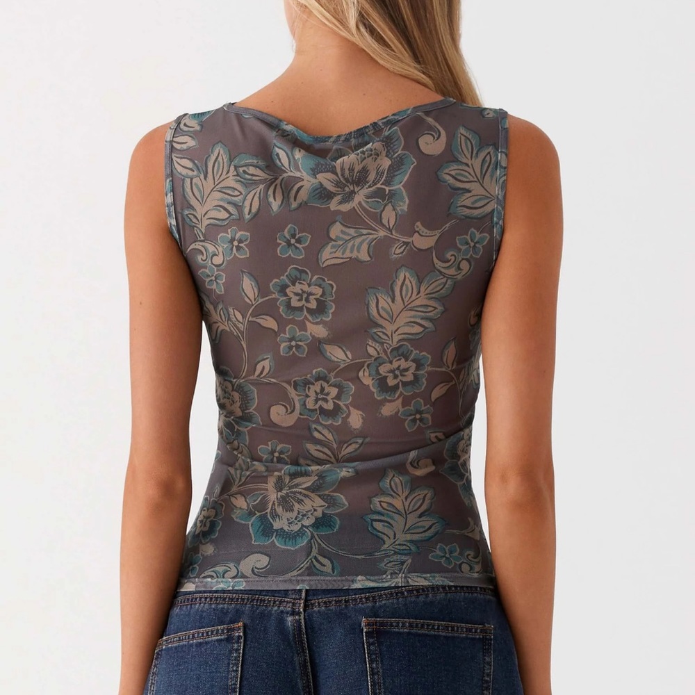 Peppermayo Brown Floral Mesh Top - Picture 6 of 7